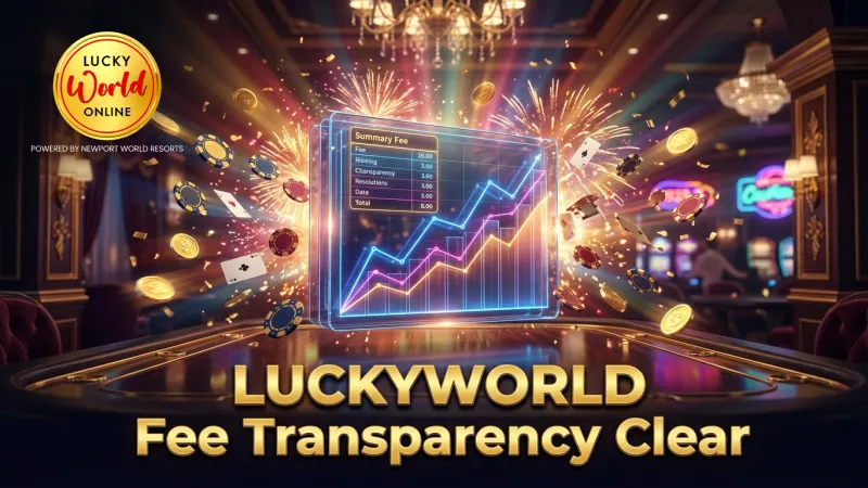 Visual summary of fee transparency and wagering limits at LUCKYWORLD