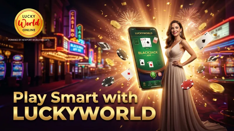 LUCKYWORLD interface displaying live blackjack game on mobile