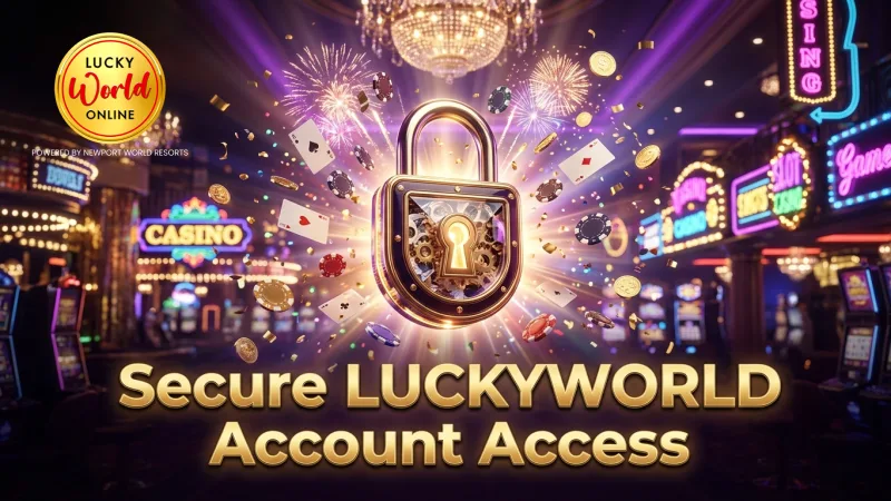 LUCKYWORLD secure login page with safety icons displayed